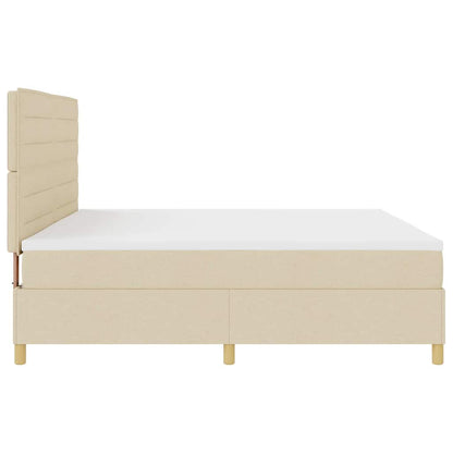 Boxspring Bed Met Matras Met Hoofdeinde Stof Crème