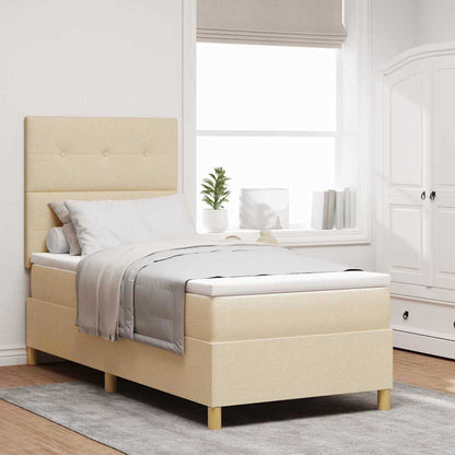 Boxspring Bed Met Matras Met Hoofdeinde Stof Crème