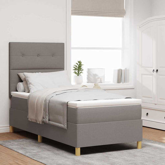 Boxspring Bed Met Matras Met Hoofdeinde Stof Taupe