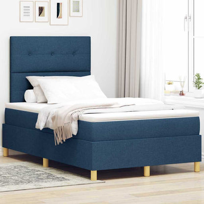 Boxspring Bed Met Matras Met Hoofdeinde Stof Blauw