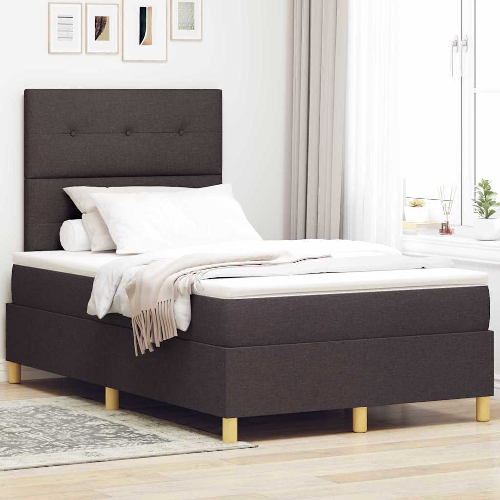 Boxspring Bed Met Matras Stof Donkerbruin