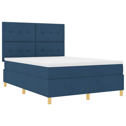 Boxspring Bed Met Matras Met Hoofdeinde Stof Blauw