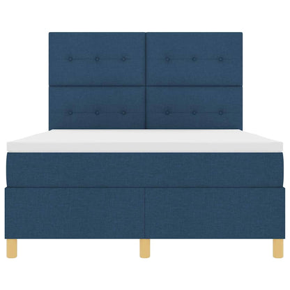 Boxspring Bed Met Matras Met Hoofdeinde Stof Blauw