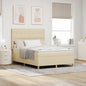 Boxspring Bed Met Matras Met Hoofdeinde Stof Crème