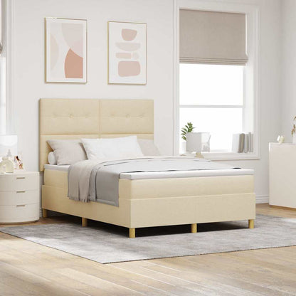 Boxspring Bed Met Matras Met Hoofdeinde Stof Crème