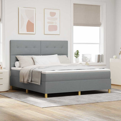 Boxspring Bed Met Matras Stof Lichtgrijs