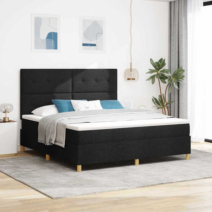 Boxspring Bed Met Matras Met Hoofdeinde Stof Zwart