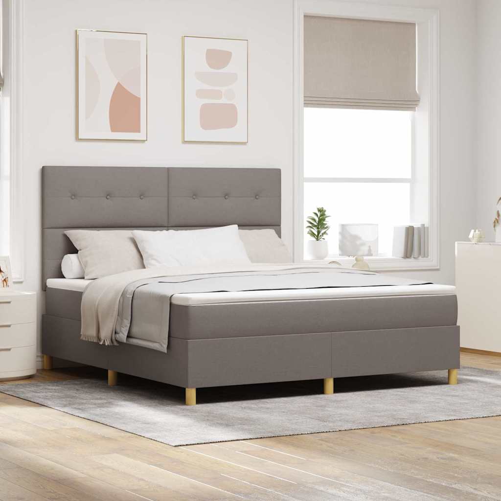 Boxspring Bed Met Matras Met Hoofdeinde Stof Taupe