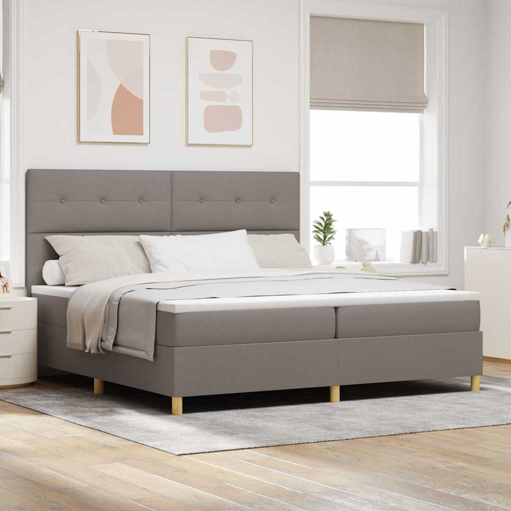 Boxspring Bed Met Matras Met Hoofdeinde Stof Taupe