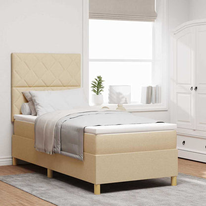 Boxspring Bed Met Matras Met Hoofdeinde Stof Crème