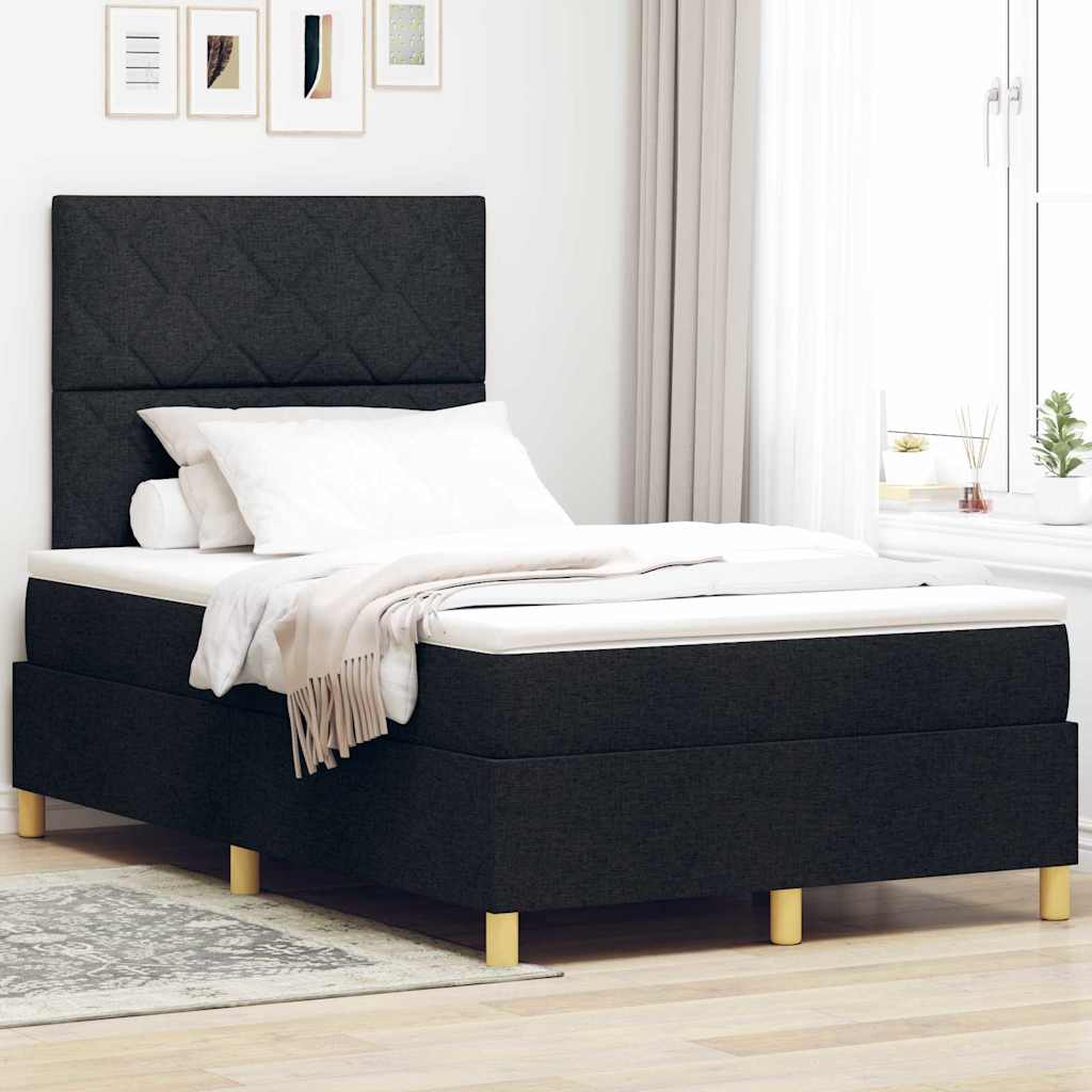Boxspring Bed Met Matras Met Hoofdeinde Stof Zwart