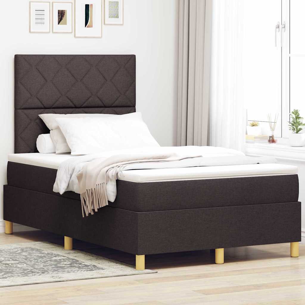 Boxspring Bed Met Matras Stof Donkerbruin