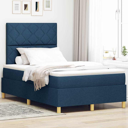 Boxspring Bed Met Matras Met Hoofdeinde Stof Blauw