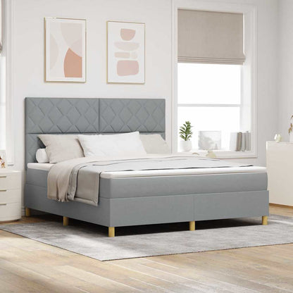 Boxspring Bed Met Matras Stof Lichtgrijs