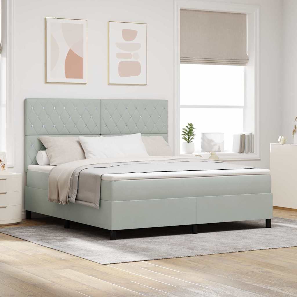 Boxspring Bed Met Matras Fluweel Lichtgrijs