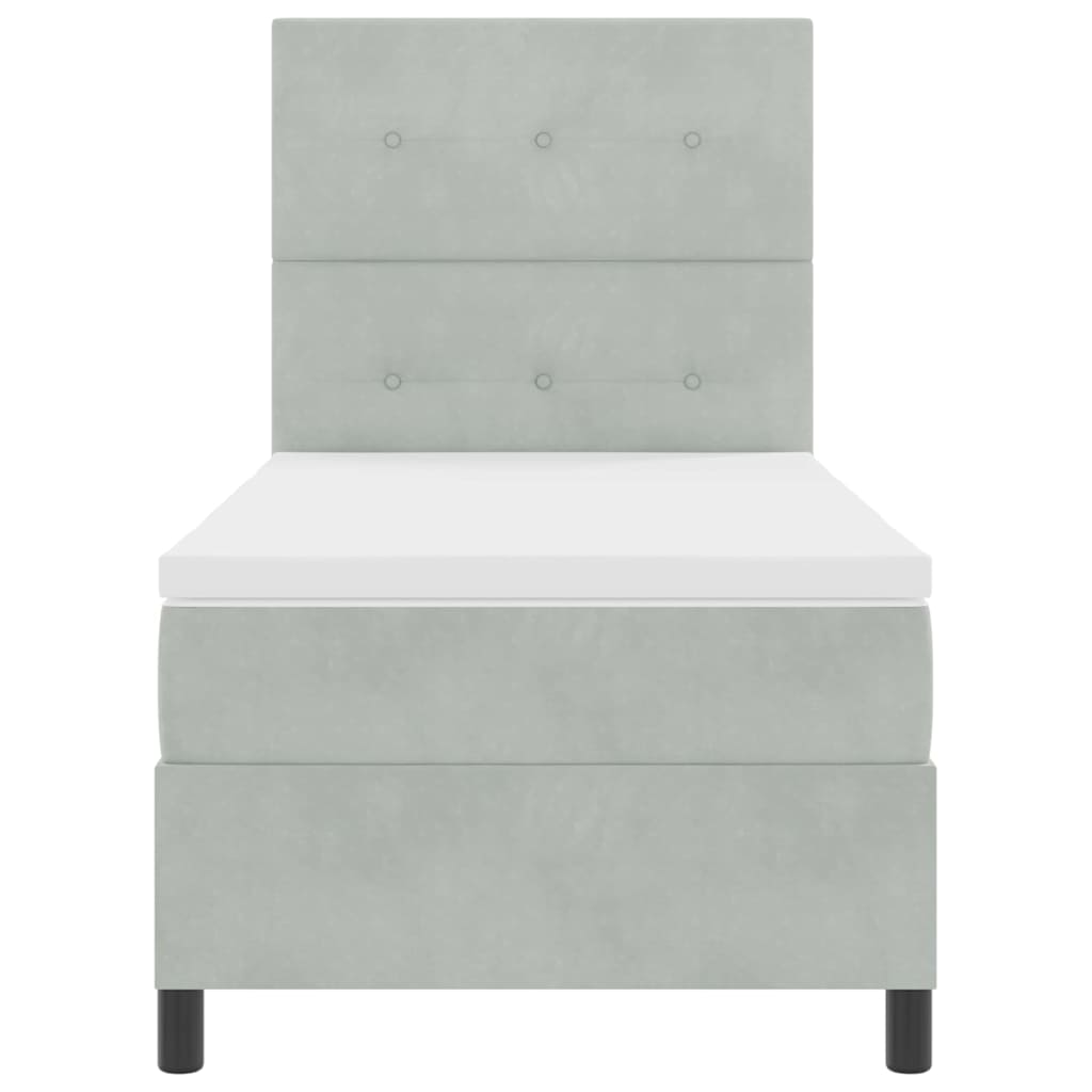 Boxspring Bed Met Matras Fluweel Lichtgrijs