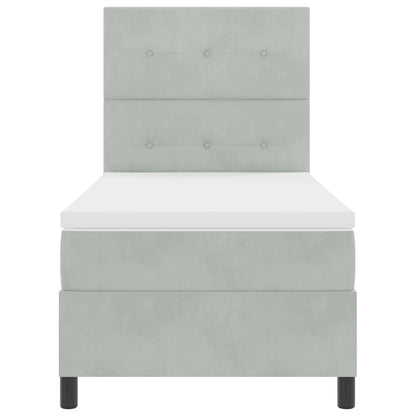 Boxspring Bed Met Matras Fluweel Lichtgrijs