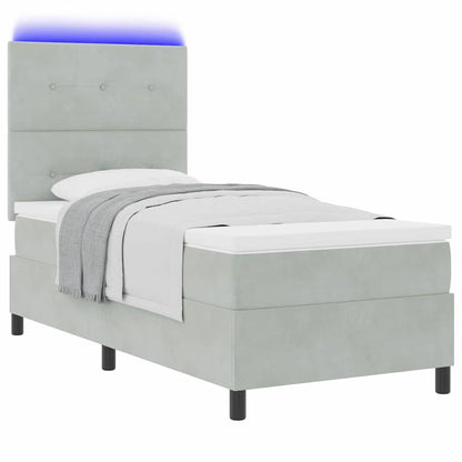 Boxspring Bed Met Matras Fluweel Lichtgrijs