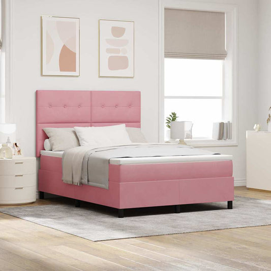 Boxspring Bed Met Matras Fluweel Roze