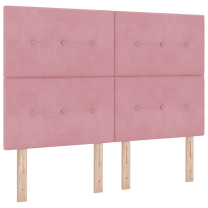 Boxspring Bed Met Matras Fluweel Roze