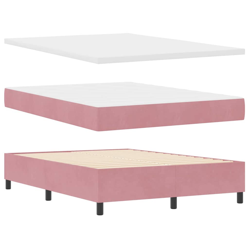Boxspring Bed Met Matras Fluweel Roze
