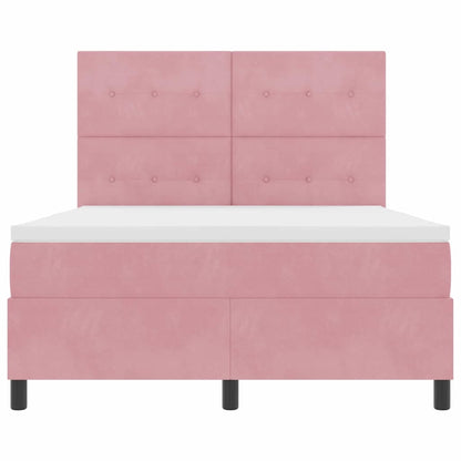 Boxspring Bed Met Matras Fluweel Roze