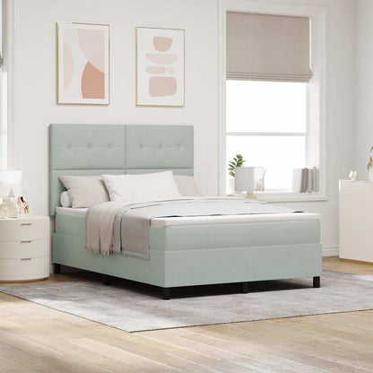Boxspring Bed Met Matras Fluweel Lichtgrijs