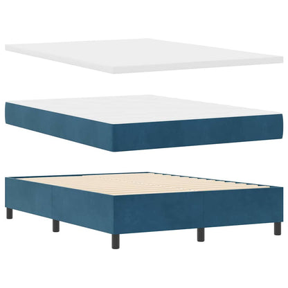 Boxspring Bed Met Matras Fluweel Donkerblauw