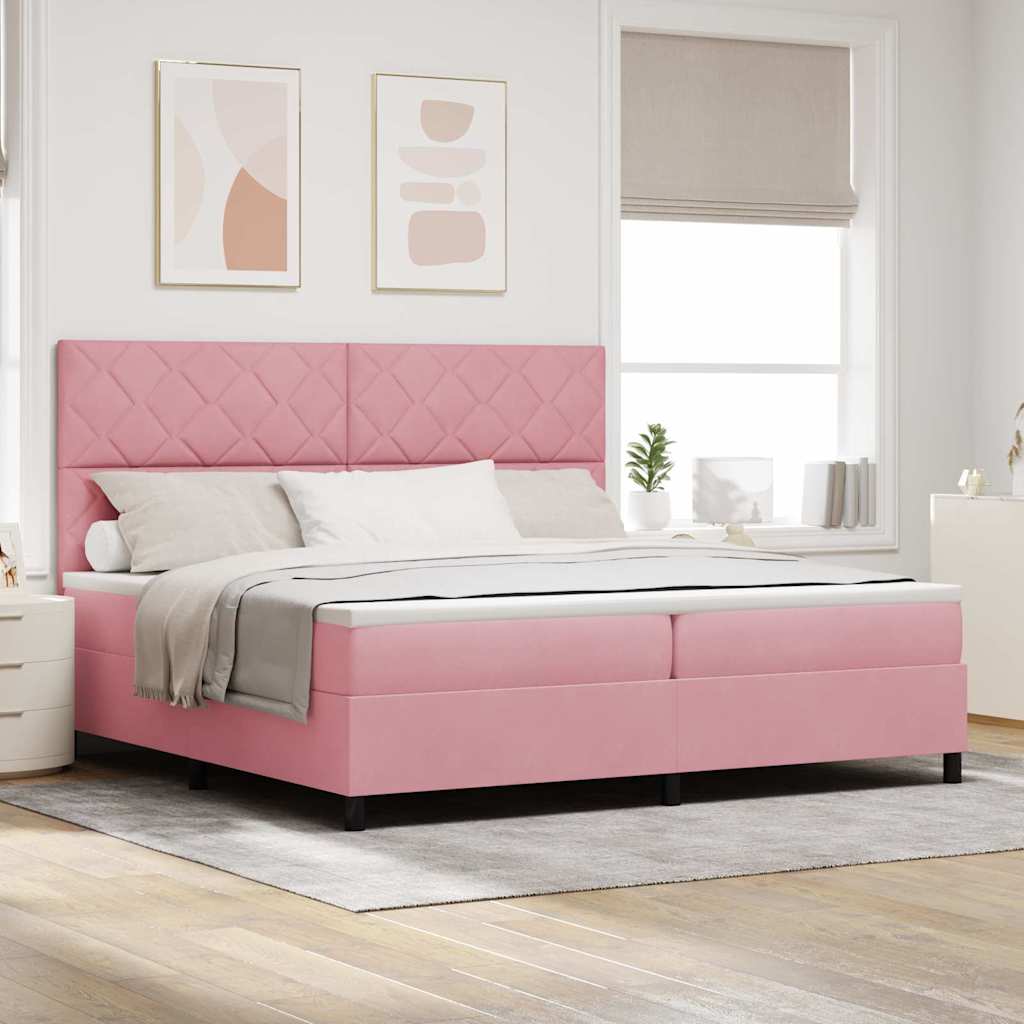 Boxspring Bed Met Matras Fluweel Roze