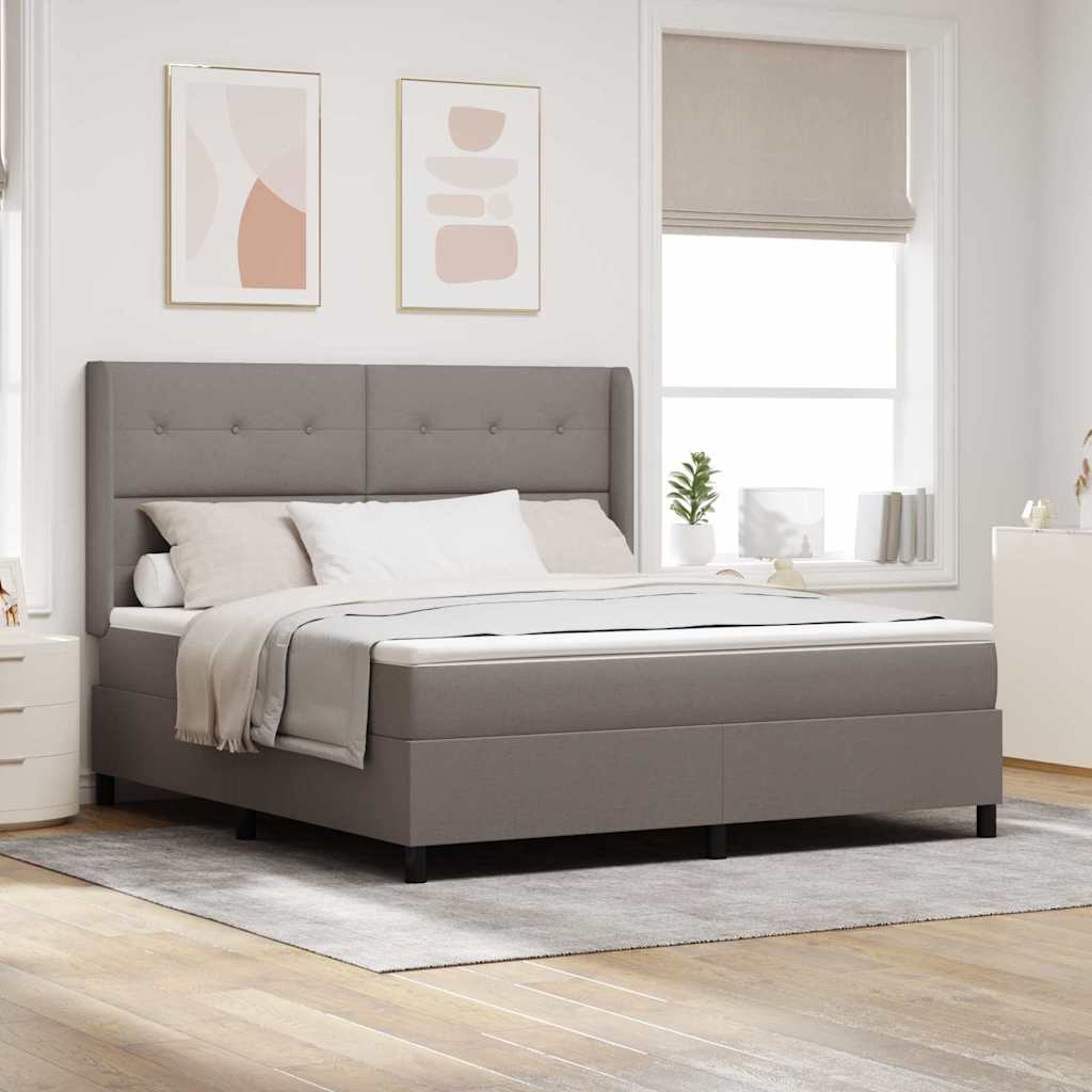 Boxspring Bed Met Matras Met Hoofdeinde Stof Taupe