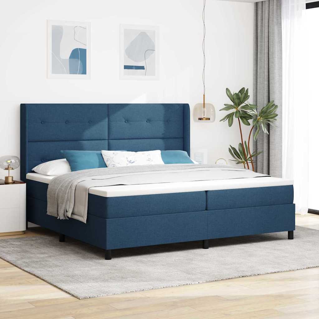 Boxspring Bed Met Matras Met Hoofdeinde Stof Blauw