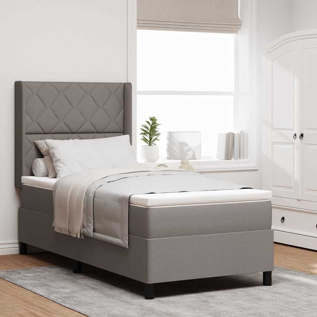 Boxspring Bed Met Matras Met Hoofdeinde Stof Taupe