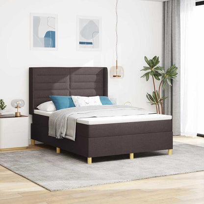 Boxspring Bed Met Matras Bruin Stof Donkerbruin