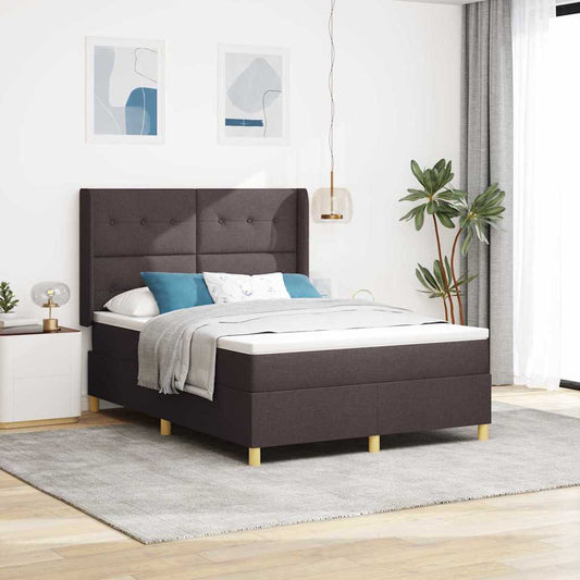 Boxspring Bed Met Matras Bruin Stof Donkerbruin