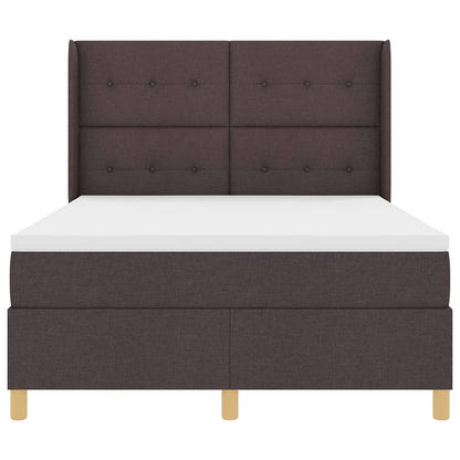 Boxspring Bed Met Matras Bruin Stof Donkerbruin