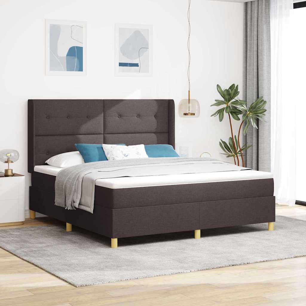 Boxspring Bed Met Matras Bruin Stof Donkerbruin