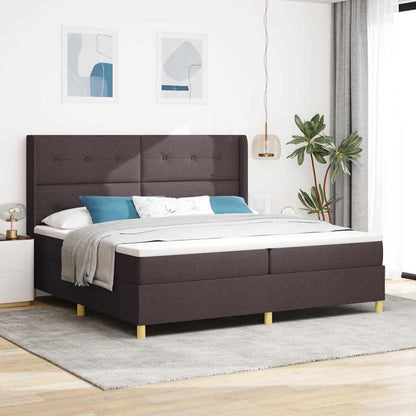 Boxspring Bed Met Matras Bruin Stof Donkerbruin