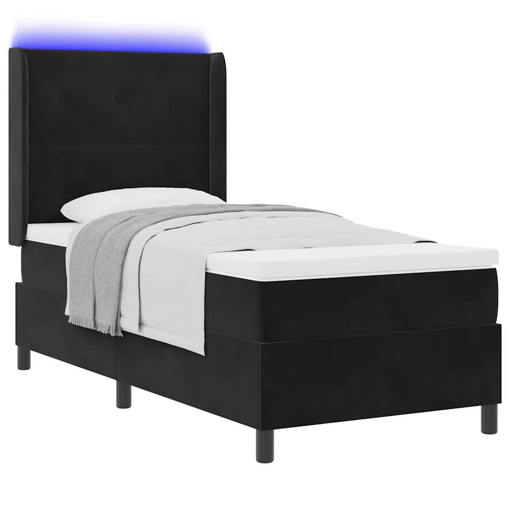 Led Boxspring Bed Met Matras Fluweel Zwart