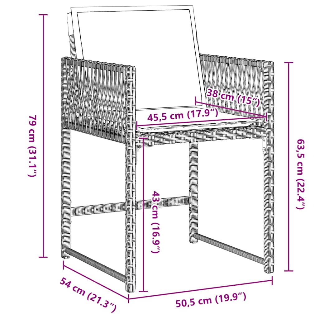 Tuin Eetset 5 Pcs Poly Rattan