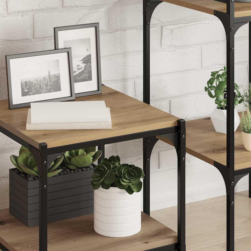 Boekenplank Bord 4 Pcs Bruin Bewerkt Hout Artisanaal Eikenkleurig