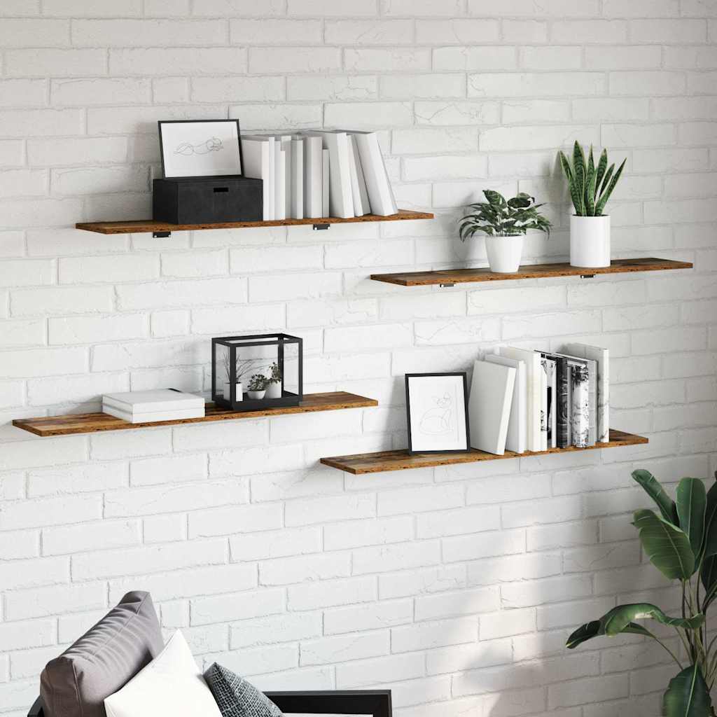Boekenplank Bord 4 Pcs Bruin Bewerkt Hout Oud Hout