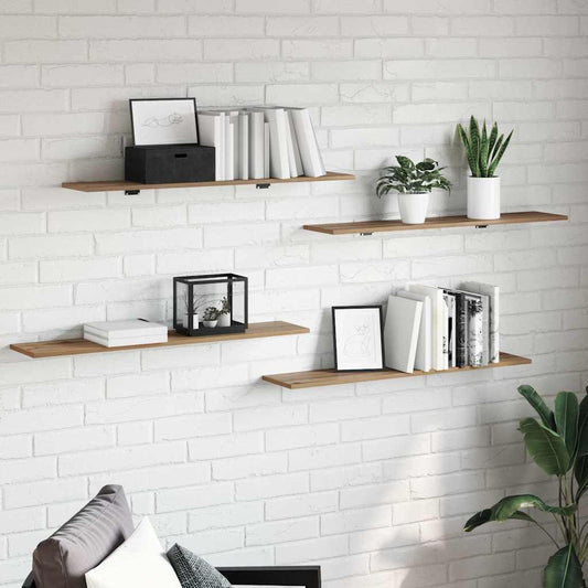 Boekenplank Bord 4 Pcs Bruin Bewerkt Hout Artisanaal Eikenkleurig