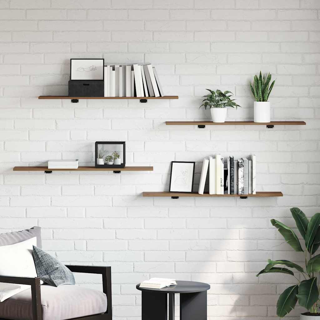 Boekenplank Bord 4 Pcs Bruin Bewerkt Hout Artisanaal Eikenkleurig