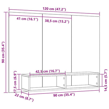 Wand Tv Kast 120 X 23.5 X 90 Cm Bewerkt Hout