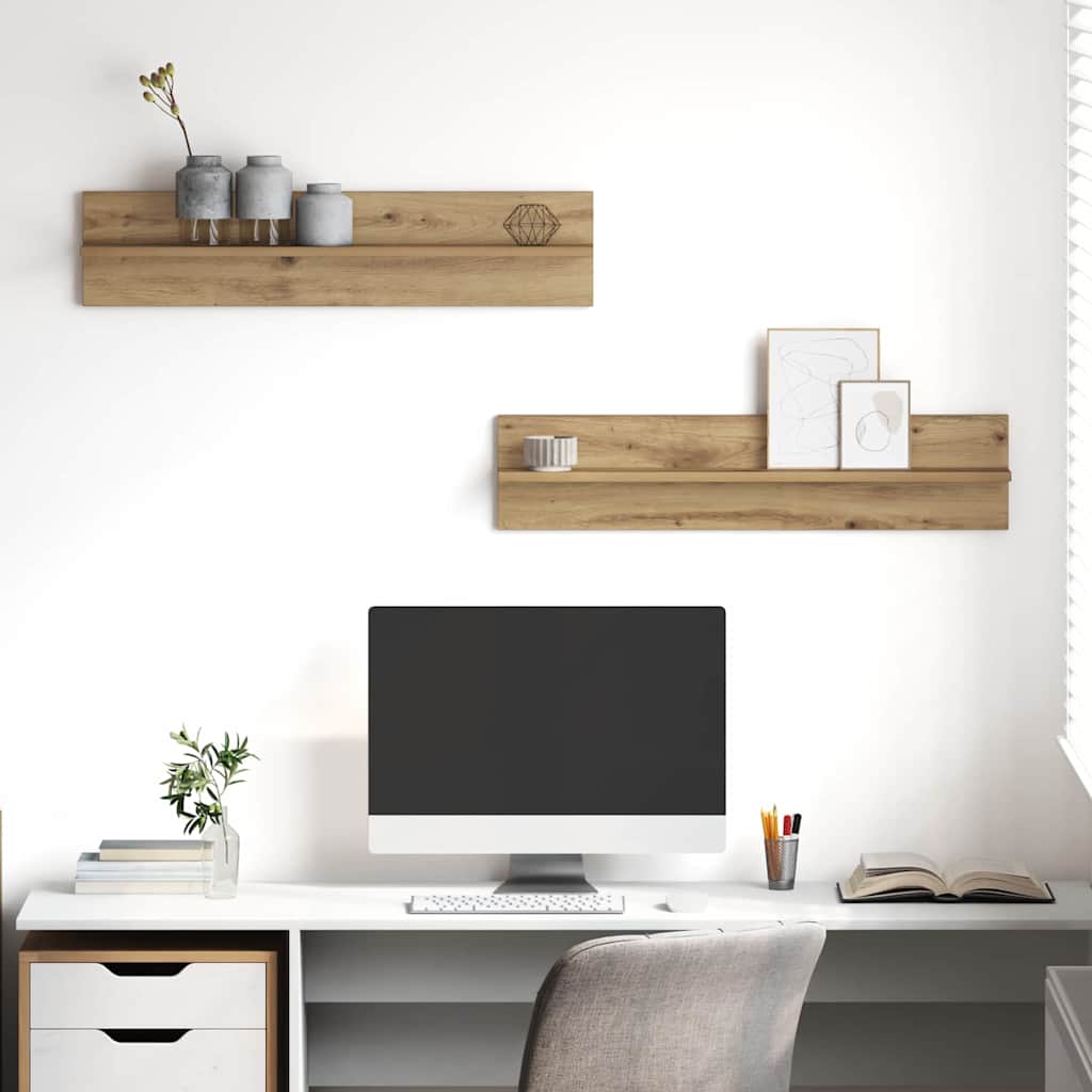 Wandplanken 2 Pcs 80 X 11,5 X 18 Cm Bewerkt Hout
