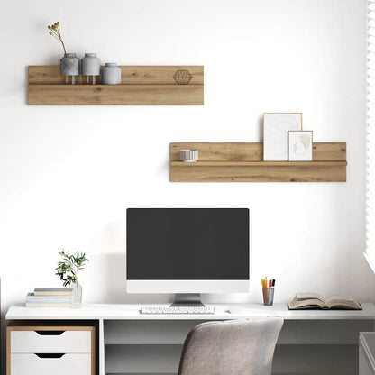 Wandplanken 2 Pcs 80 X 11,5 X 18 Cm Bewerkt Hout