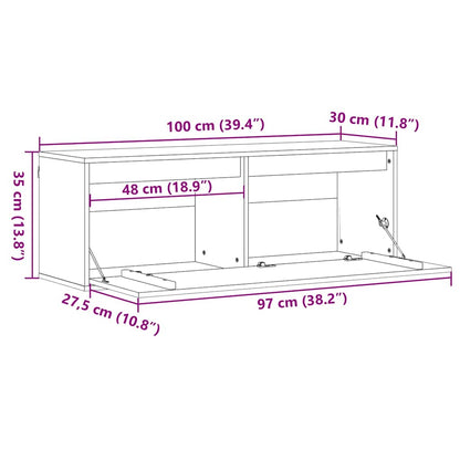 Wandkast 100 X 30 X 35 Cm Massief Grenenhout