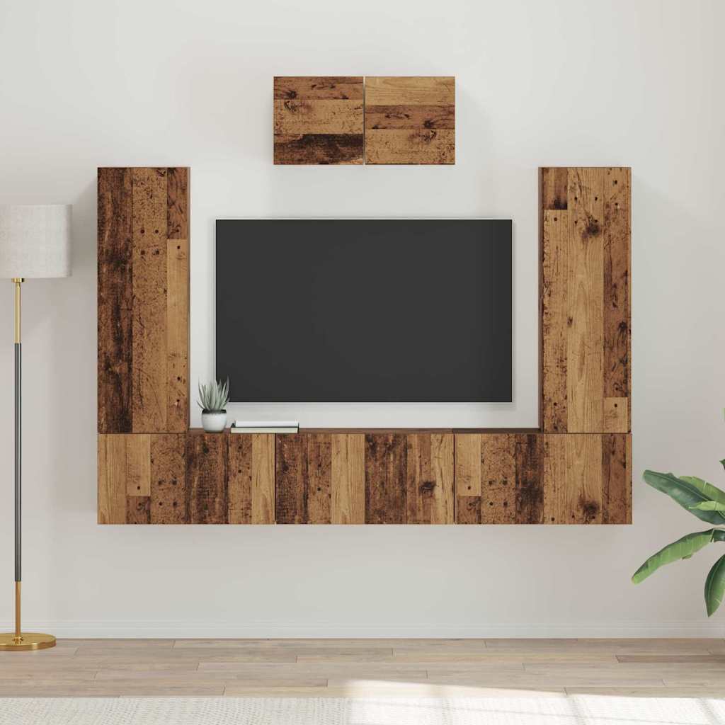 Tv-Meubelset 7 Pcs 180 X 30 X 120 Cm Bewerkt Hout