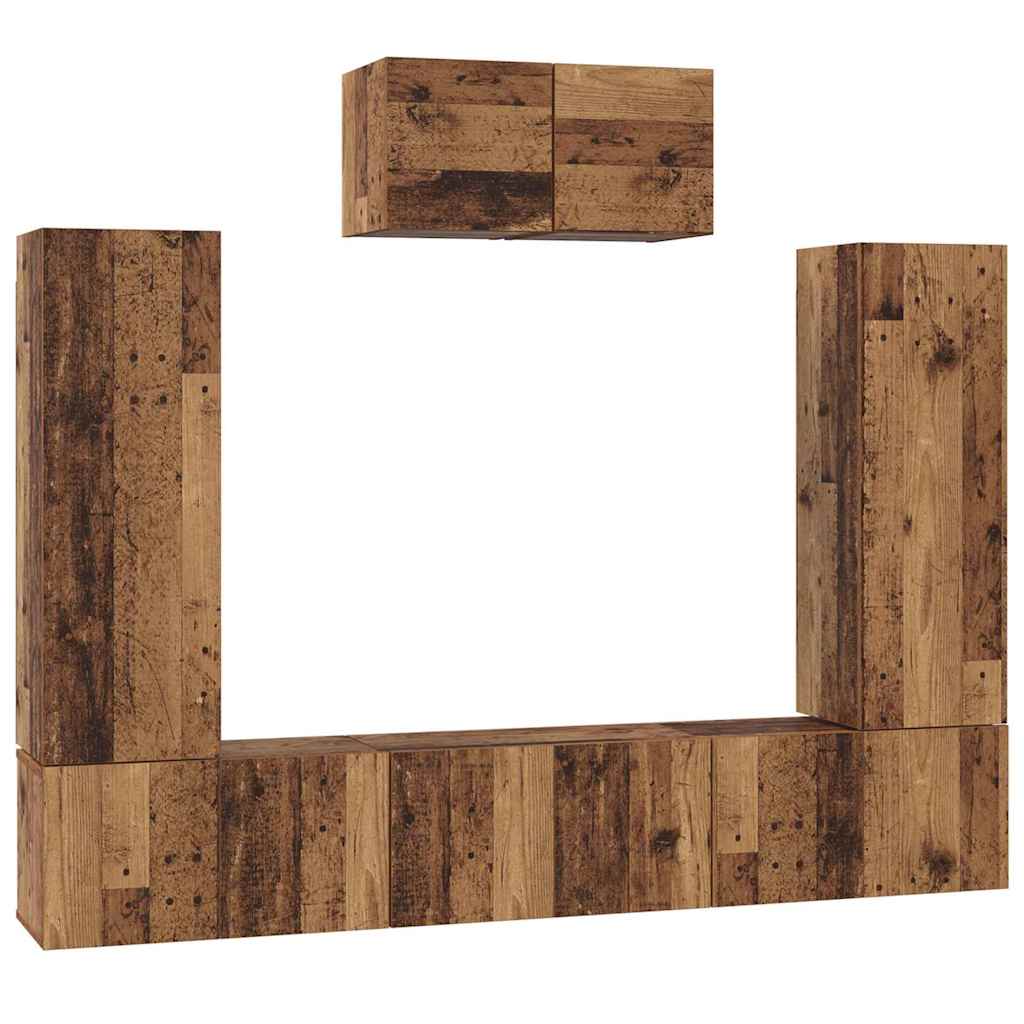 Tv-Meubelset 7 Pcs 180 X 30 X 120 Cm Bewerkt Hout