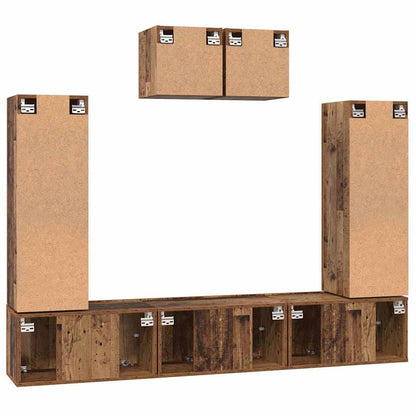 Tv-Meubelset 7 Pcs 180 X 30 X 120 Cm Bewerkt Hout